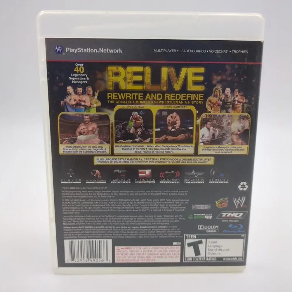 WWE Legends of Wrestlemania PS3 PlayStation 3 Video Game Wrestling THQ Tested